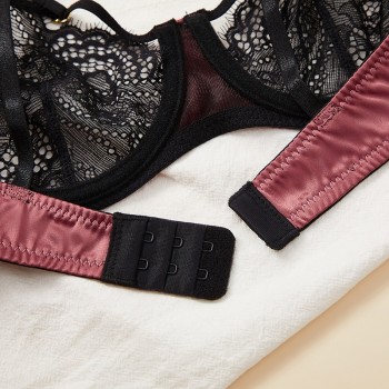 Classic Pink Bra Set Lingerie Push Up Brassiere Black Lace Underwear Set Sexy Bandage Panties For Women Underwear